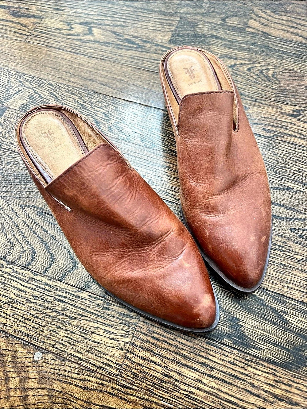 Frye Brown Leather Ray Mules US 8.5 M